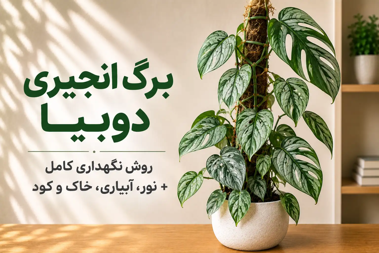 برگ انجیری دوبیا روی قیم؛ روش نگهداری، نور، آبیاری، خاک و کود